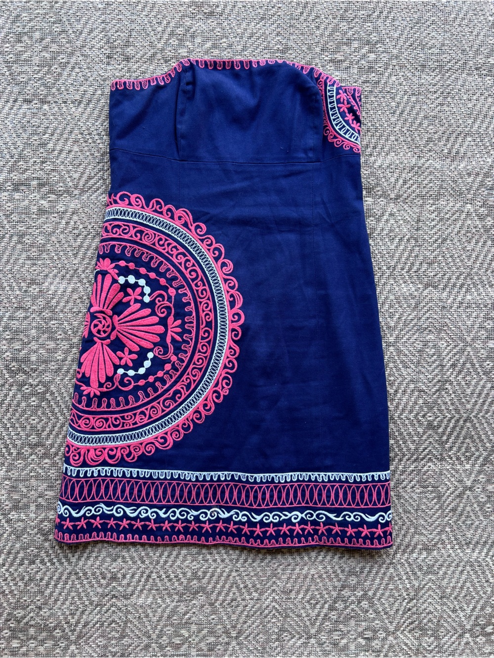 Lilly Pulitzer Navy Embroidered Shift Dress Coral White Cotton Size 8 - Picture 2 of 8